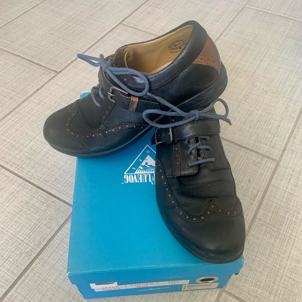 John Fluevog Network in black and brown size 11